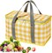 Insulated Reusable Food Picnic Basket Bag Beach Bags, Cooler Bags with Zippered Top -for Hot or Cold,Picnic Basket Collapsible,Beach, Outdoor Party, Camping,Festivals (Yellow)